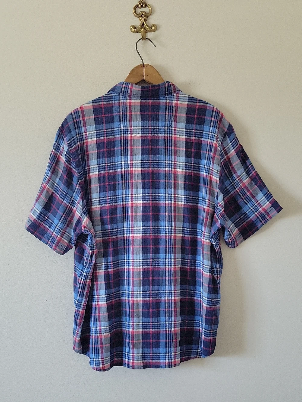 Tommy Bahama Blue Red Plaid Short Sleeve Button‎ Down Size XL